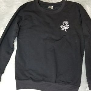 Shein White Rose Sweatshirt